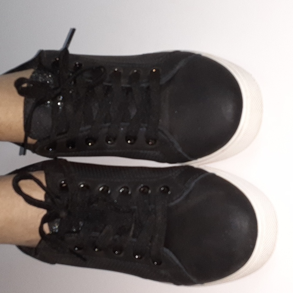G.N.D. Black with glitter Faux Leather. Excellent Used Condition Size 10